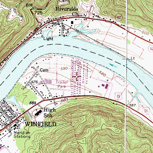 Topographic Map of Riverdale Estates, WV