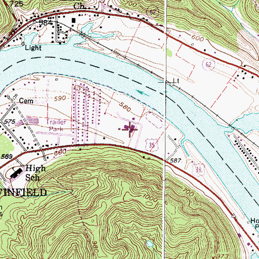 Topographic Map of Winfield High School, WV