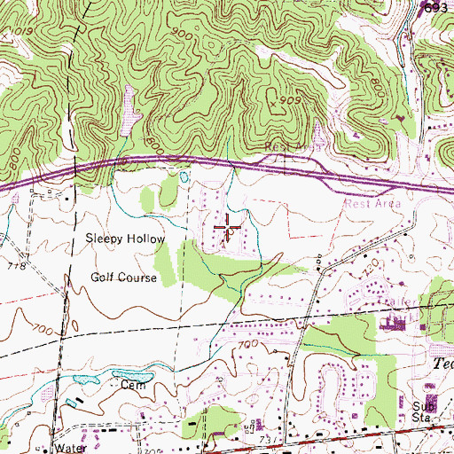 Topographic Map of Woods and Irons, WV