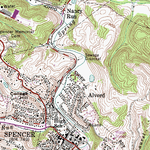 Topographic Map of Alford Park, WV