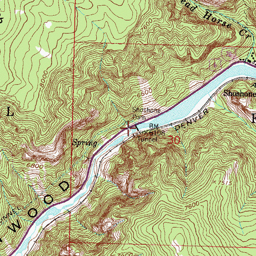 Topographic Map of Shoshone Dam, CO