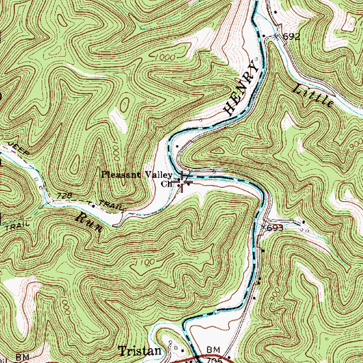 Topographic Map of Pleasant Valley School (historical), WV
