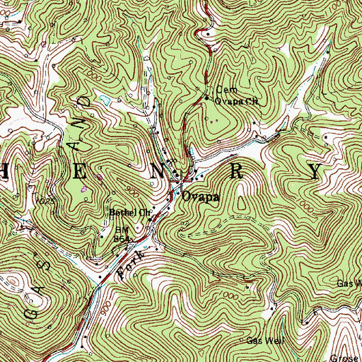 Topographic Map of Ovapa Post Office, WV