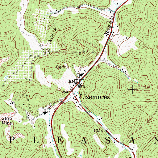 Topographic Map of Lizemore Church of the Nazarene, WV