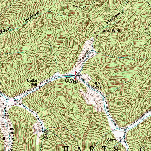 Topographic Map of Dollie, WV