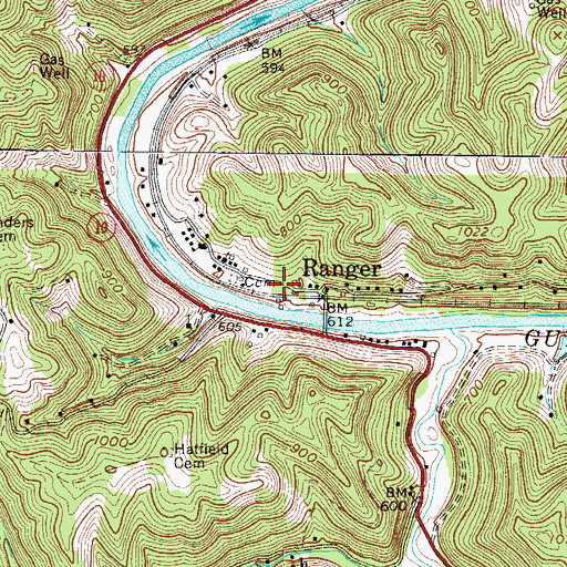 Topographic Map of Ranger Post Office, WV