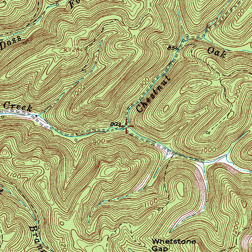 Topographic Map of Right Fork Laurel Creek, WV