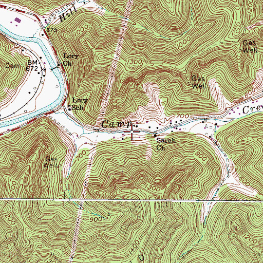 Topographic Map of Lory, WV