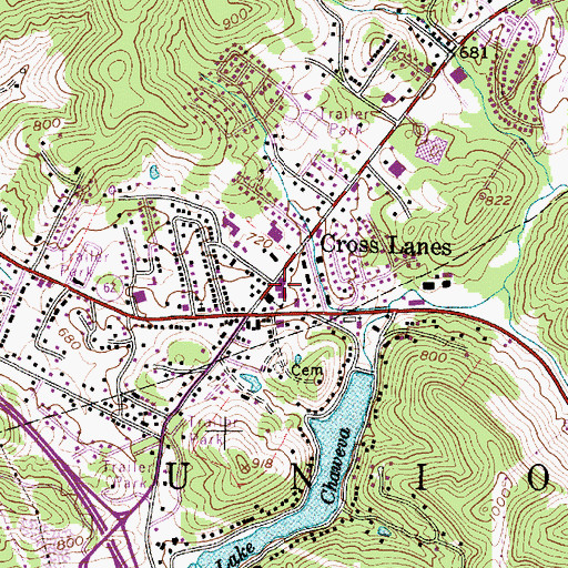 Topographic Map of Cross Lanes Elementary School, WV