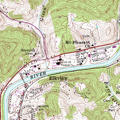 Topographic Map of Elkview Middle School, WV