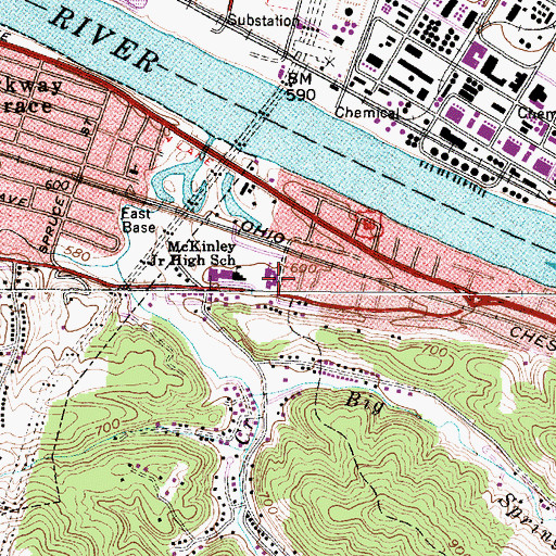 Topographic Map of George C Weimer Elementary School, WV