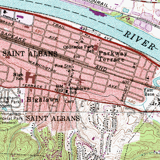 Topographic Map of Highlawn Presbyterian Church, WV