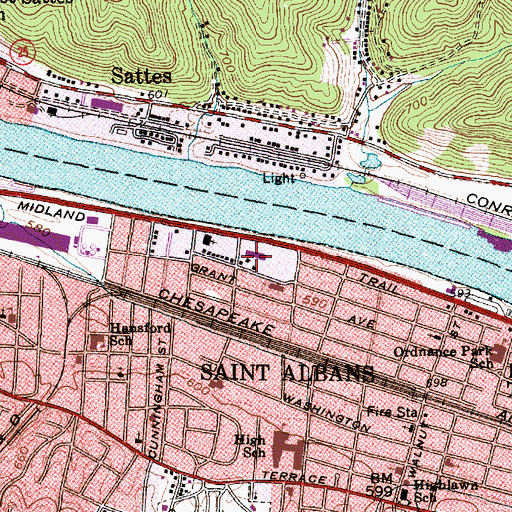 Topographic Map of Saint Albans Elementary School (historical), WV