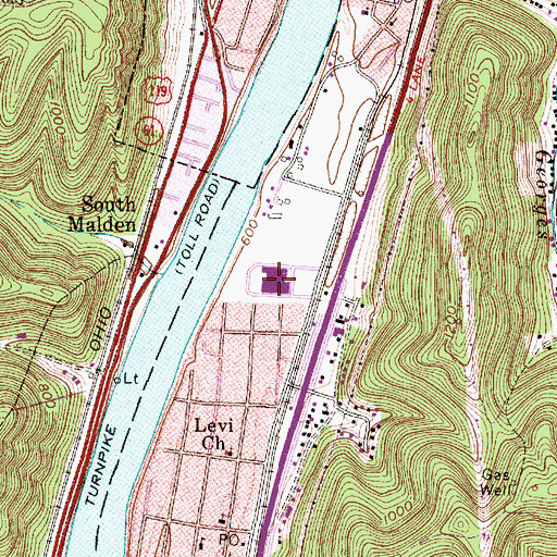 Topographic Map of Carver Career Center, WV