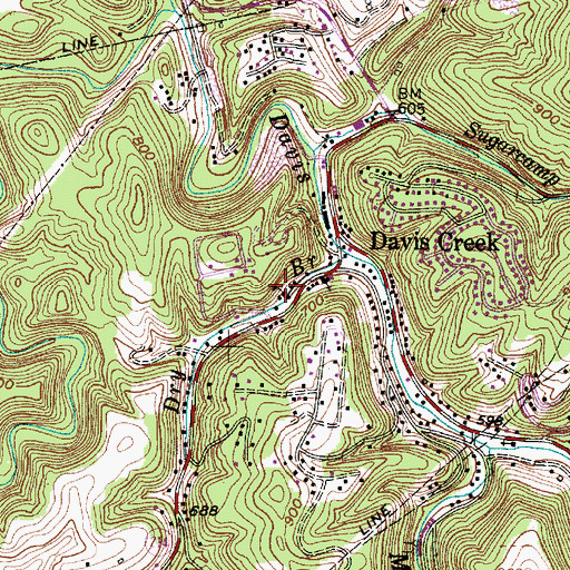 Topographic Map of Dry Branch School (historical), WV