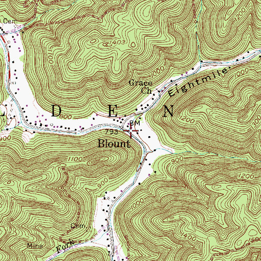Topographic Map of Eightmile Fork, WV