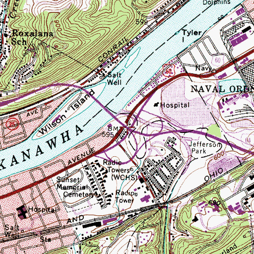 Topographic Map of Interchange 54, WV