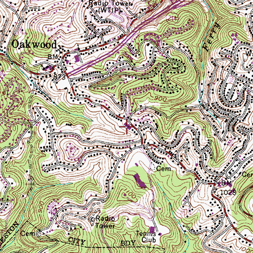 Topographic Map of Overbrook Elementary School, WV