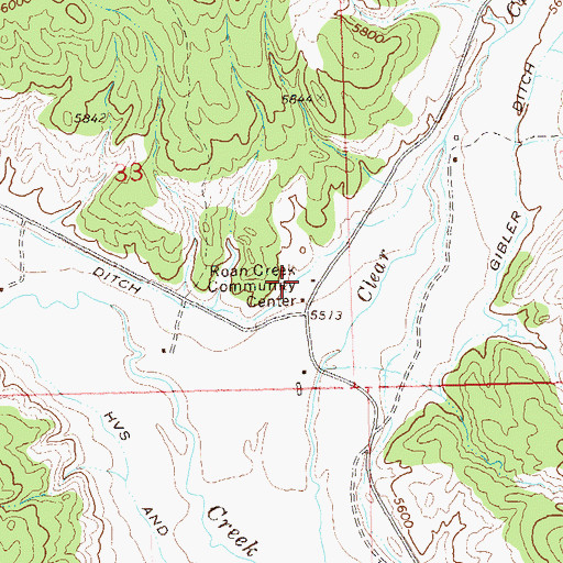 Topographic Map of Roan Creek Community Center, CO