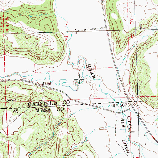 Topographic Map of Dry Fork Roan Creek, CO