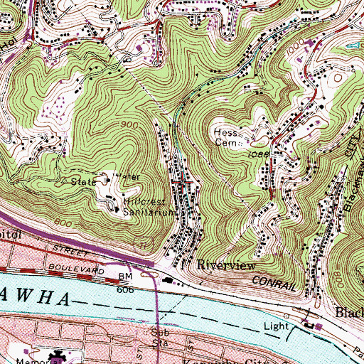 Topographic Map of Riverview Baptist Church, WV