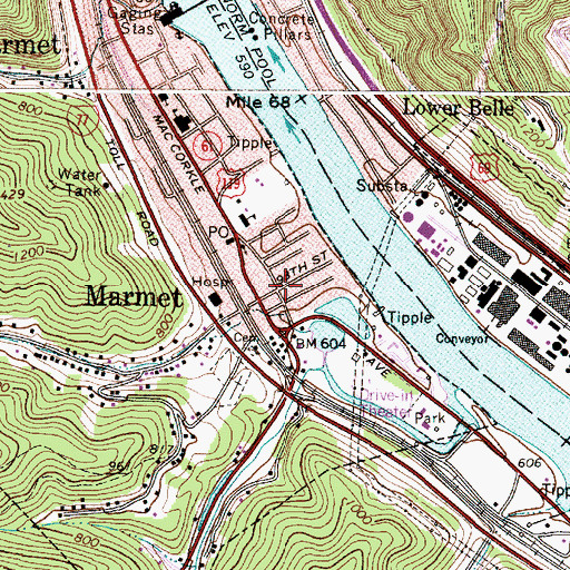 Topographic Map of Church of the Nazarene, WV