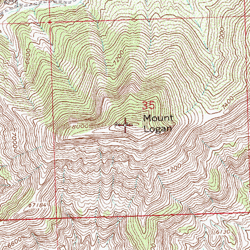 Topographic Map of Mount Logan, CO