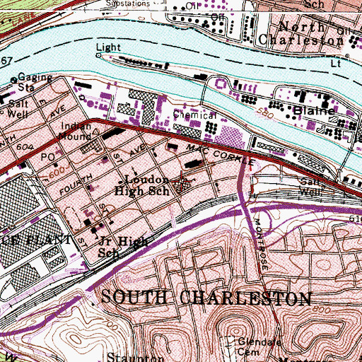 Topographic Map of South Charleston Middle School, WV
