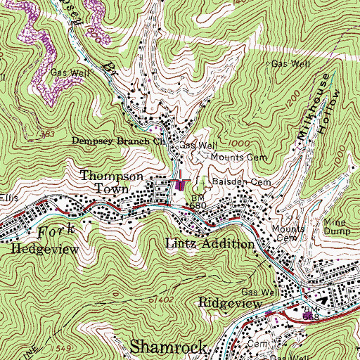 Topographic Map of Harless Library, WV