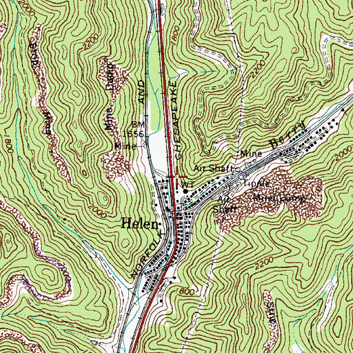 Topographic Map of Helen Post Office, WV