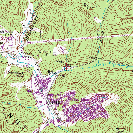Topographic Map of Matville, WV