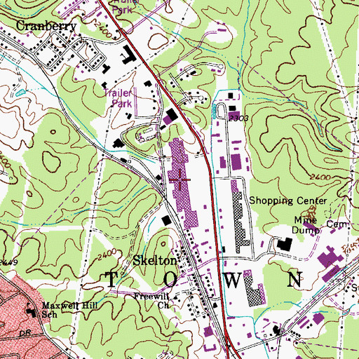 Topographic Map of Raleigh Mall Shopping Center, WV