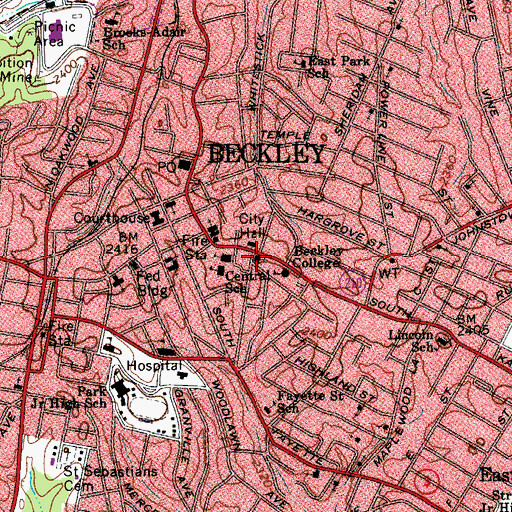 Topographic Map of United Methodist Temple, WV