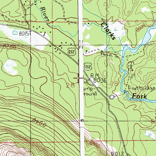 Topographic Map of Big Moose Resort, MT