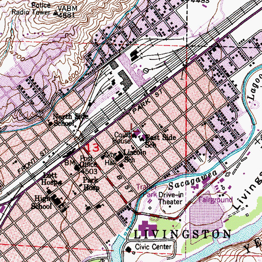 Topographic Map of Park County Courthouse, MT