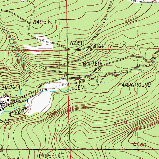 Topographic Map of Cooke City Cemetery, MT