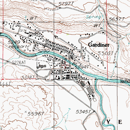 Topographic Map of Gardiner Community Church, MT