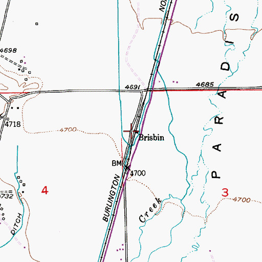 Topographic Map of Brisbin (historical), MT