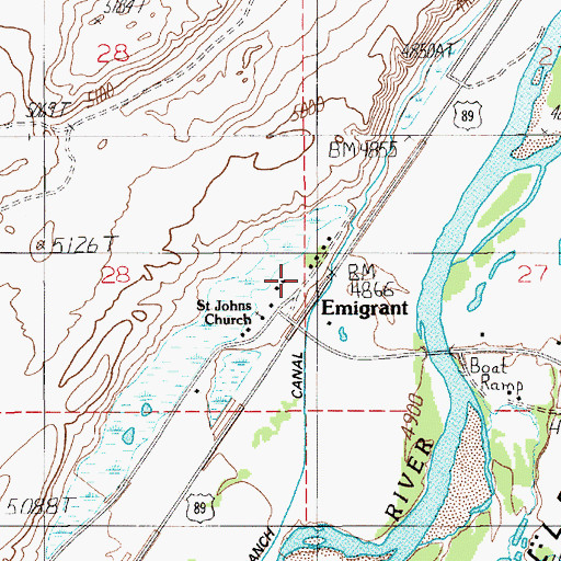 Topographic Map of Emigrant (historical), MT