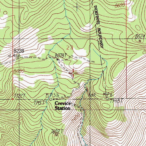 Topographic Map of Crevasse Post Office (historical), MT