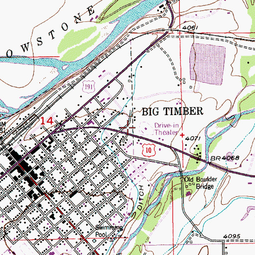 Topographic Map of Big Timber Industrial Park, MT