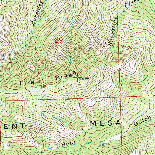 Topographic Map of Fire Ridge, CO