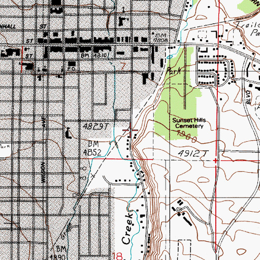 Topographic Map of Peets Hill/Burke Park, MT