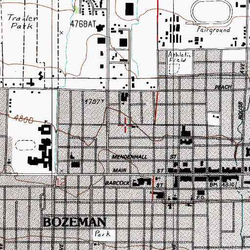 Topographic Map of Bozeman Christian Reformed Church, MT