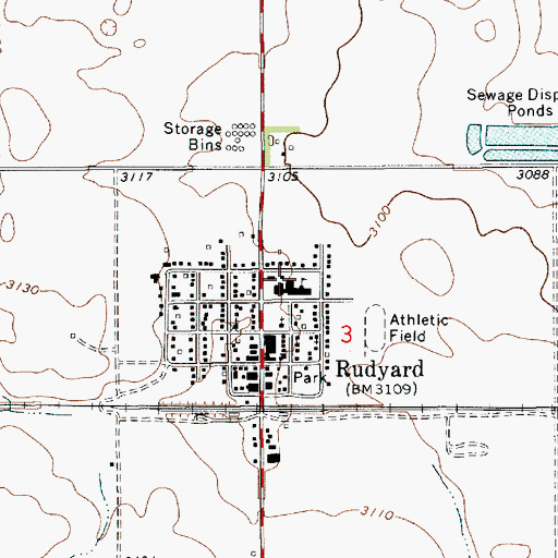 Topographic Map of Rudyard Museum, MT