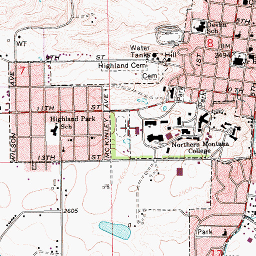 Topographic Map of Hagener Science Center, MT