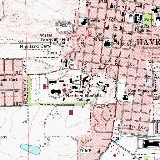 Topographic Map of Morgan Hall, MT