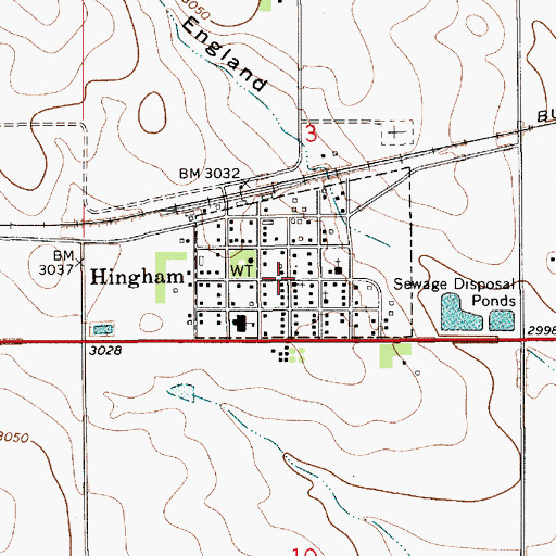 Topographic Map of Hingham Lutheran Church, MT