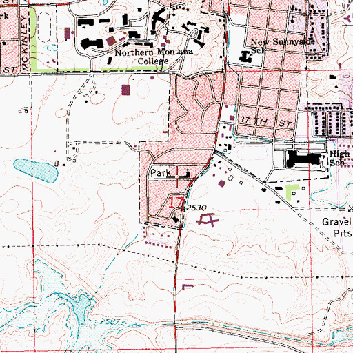 Topographic Map of Messiah Lutheran Church, MT