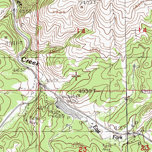 Topographic Map of Towering Heights Ski Trail, MT